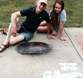 Jackson and Jillian's chalked art - after being run over